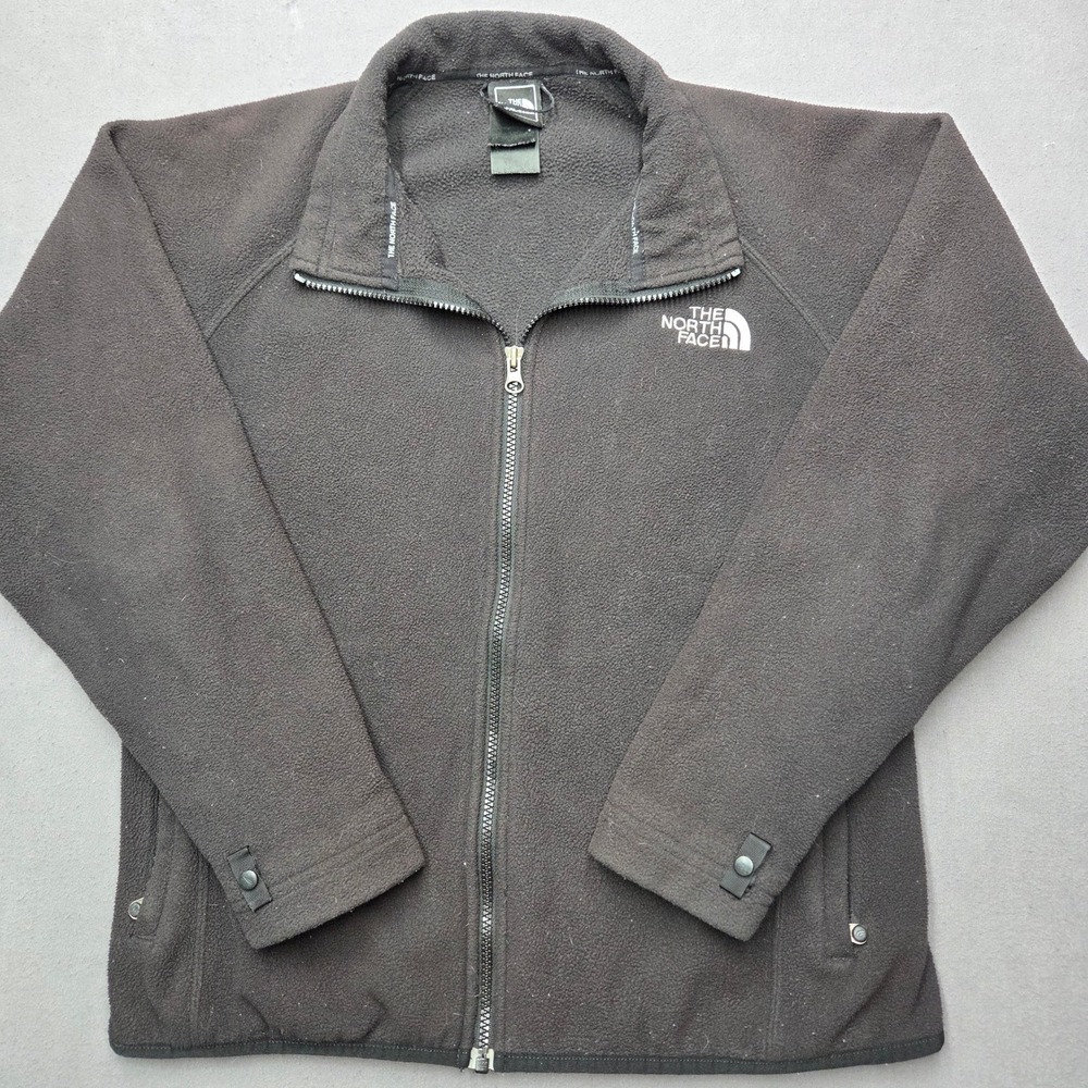 The North Face Mens Small Full Zip Fleece Jacket Black Mock Neck 0159
